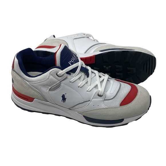 Polo Ralph Lauren Trackster 200 Sneakers Men’s Size 14 White, Blue & Red NWOB - Picture 10 of 12